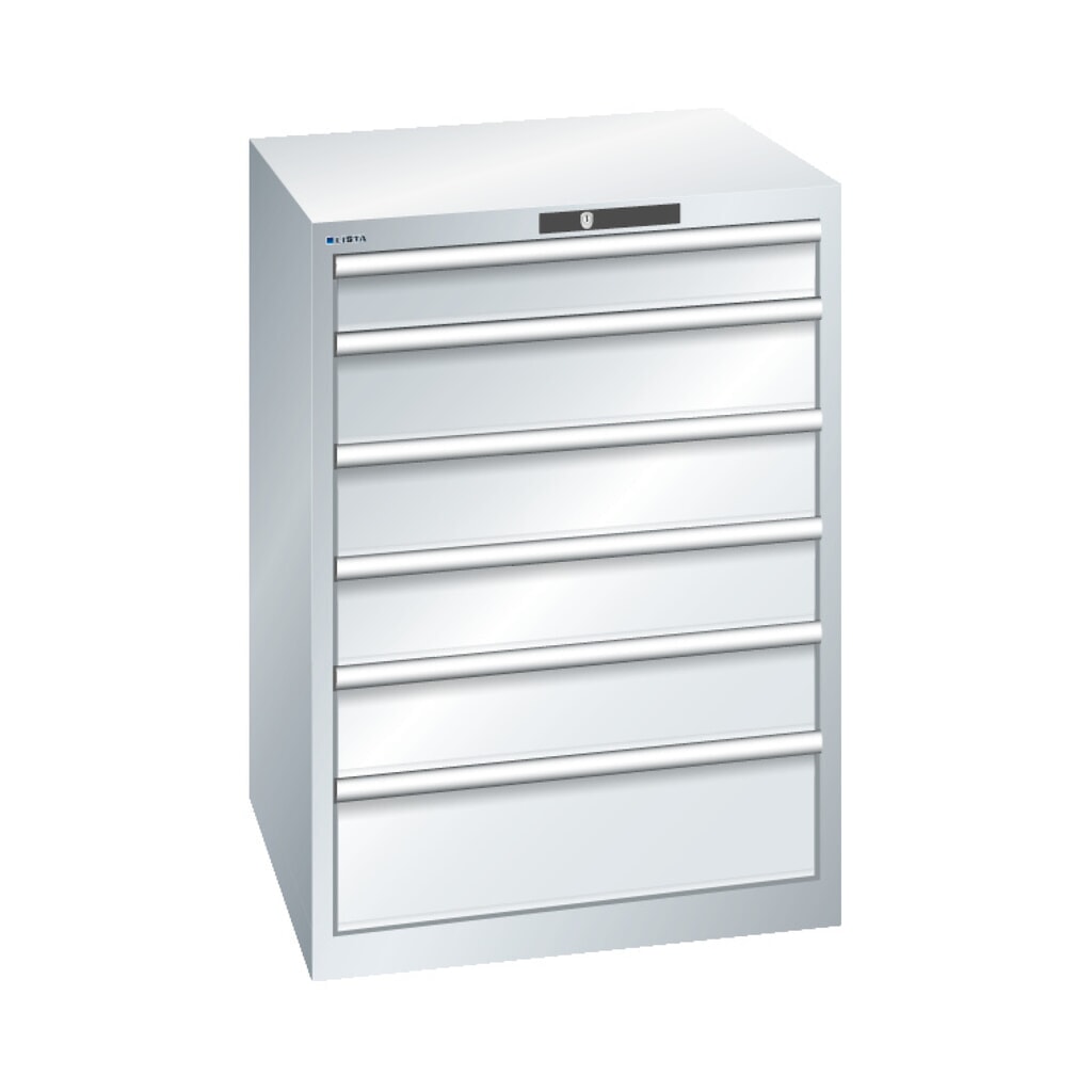 Immagine del prodotto: LISTA Cassettiera, cassetti 1x100 + 4x150+ 1x200 mm, portata 75 kg, Blu luce