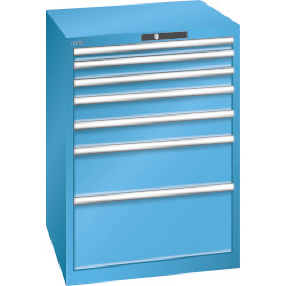Immagine del prodotto: LISTA Cassettiera, cassetti 1x50+ 2x75 + 2x100+ 1x200 + 1x300, portata 200 kg ciascuno, Blu luce