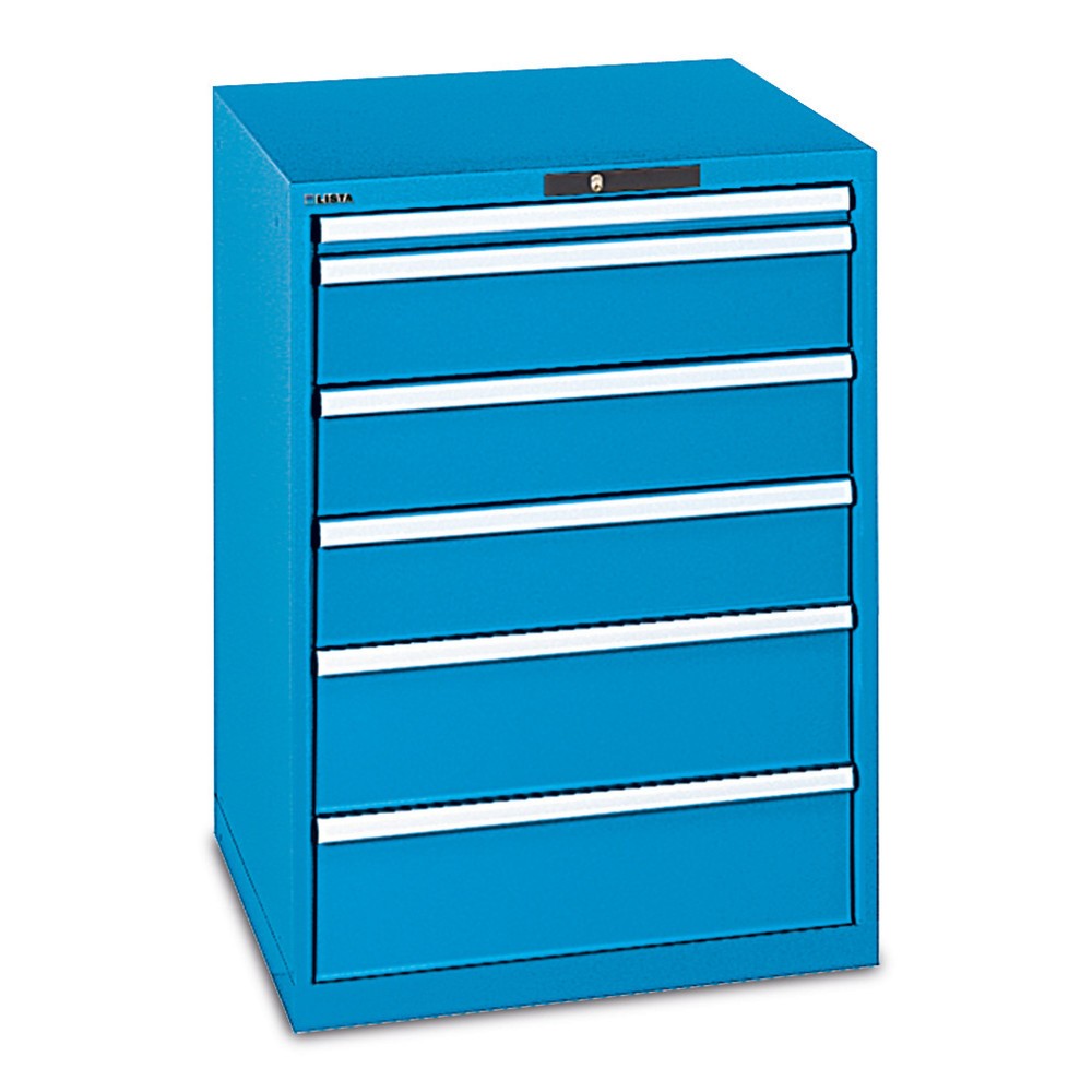 Immagine del prodotto: LISTA Cassettiera, cassetti 1x50 + 2x75 + 2x100 + 2x150 + 1x200 mm, portata 200 kg ciascuno, larghezza 1.023 mm, Blu luce