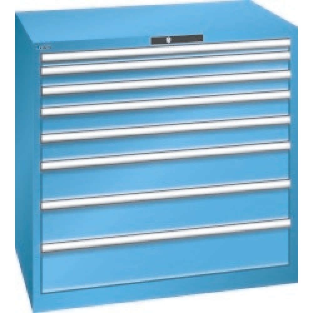 Immagine del prodotto: LISTA Cassettiera, cassetti 1x50 + 2x75 + 2x100 + 2x150 + 1x200 mm, portata 75 kg ciascuno, larghezza 1.023 mm, Blu luce