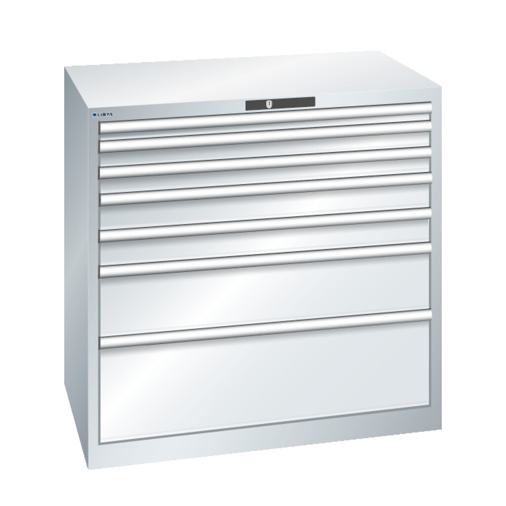 Immagine del prodotto n. 2: LISTA Cassettiera, cassetti 2x75 + 3x100+ 3x150 mm, portata 200 kg, Blu luce
