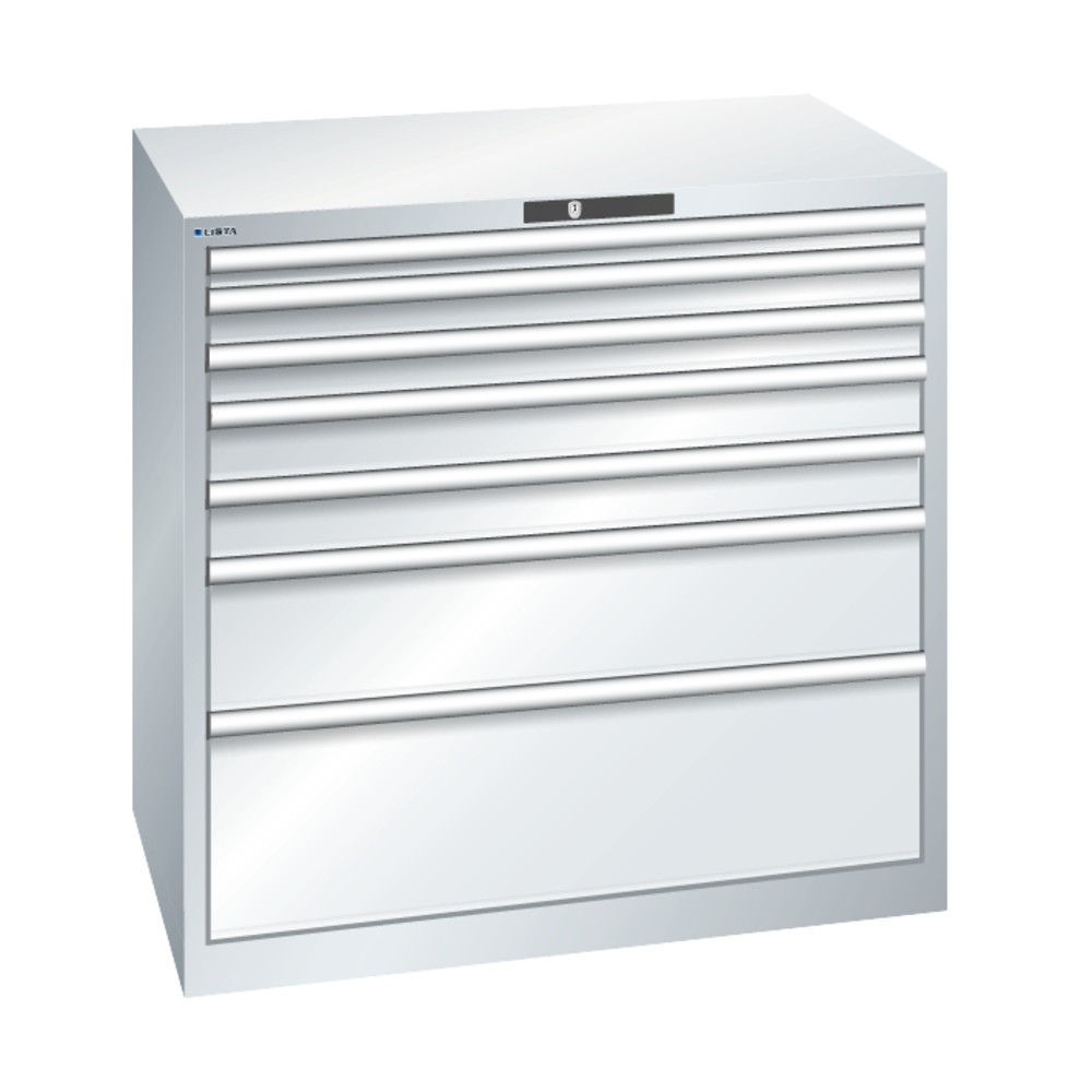 Immagine del prodotto n. 3: LISTA Cassettiera, cassetti 1x100 + 4x150+ 1x200 mm, portata 200 kg ciascuno, Blu luce
