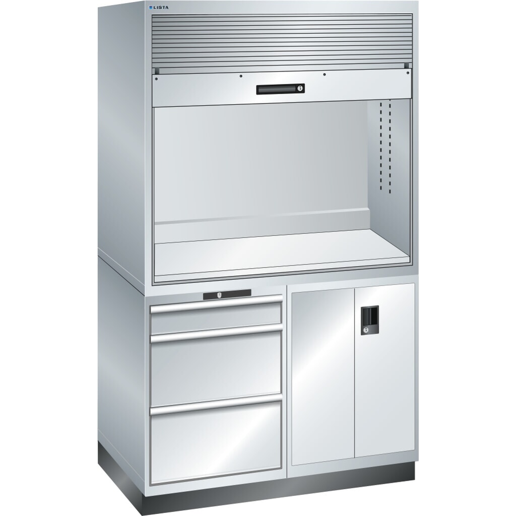 LISTA Postazione per controllo qualità 2x36x36E, (LxPxH) 1434x725x2100mm, 3 cassetti, senza ciabatta, grigio chiaro Immagine del prodotto: LISTA Postazione per controllo qualità 2x36x36E, (LxPxH) 1434x725x2100mm, 3 cassetti, senza ciabatta, grigio chiaro