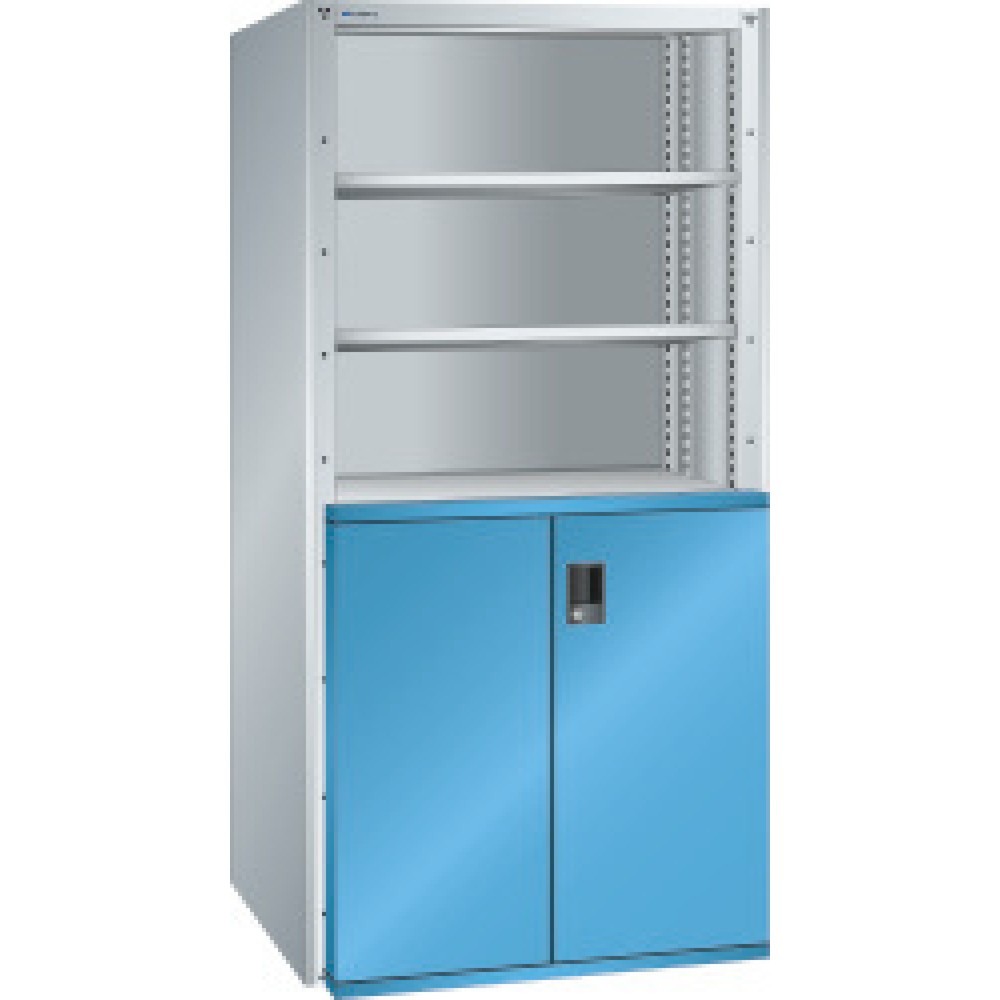 Immagine del prodotto: LISTA Scaffalatura con cassetti Premium, campata base, 4 cassetti, grigio chiaro, Blu luce