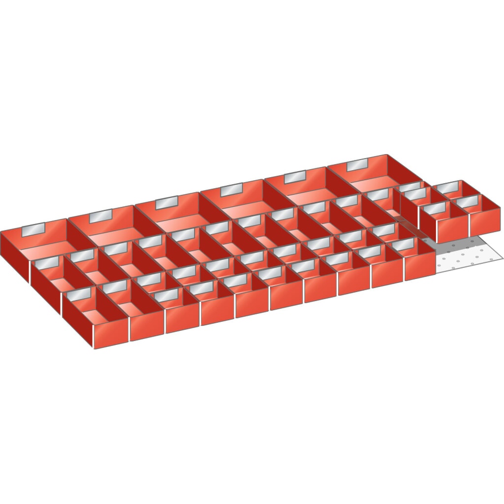 LISTA set di cassette 54x27E, (LxP) 918x459mm, 22 pezzi, per altezza frontale 75mm Immagine del prodotto: LISTA set di cassette 54x27E, (LxP) 918x459mm, 22 pezzi, per altezza frontale 75mm