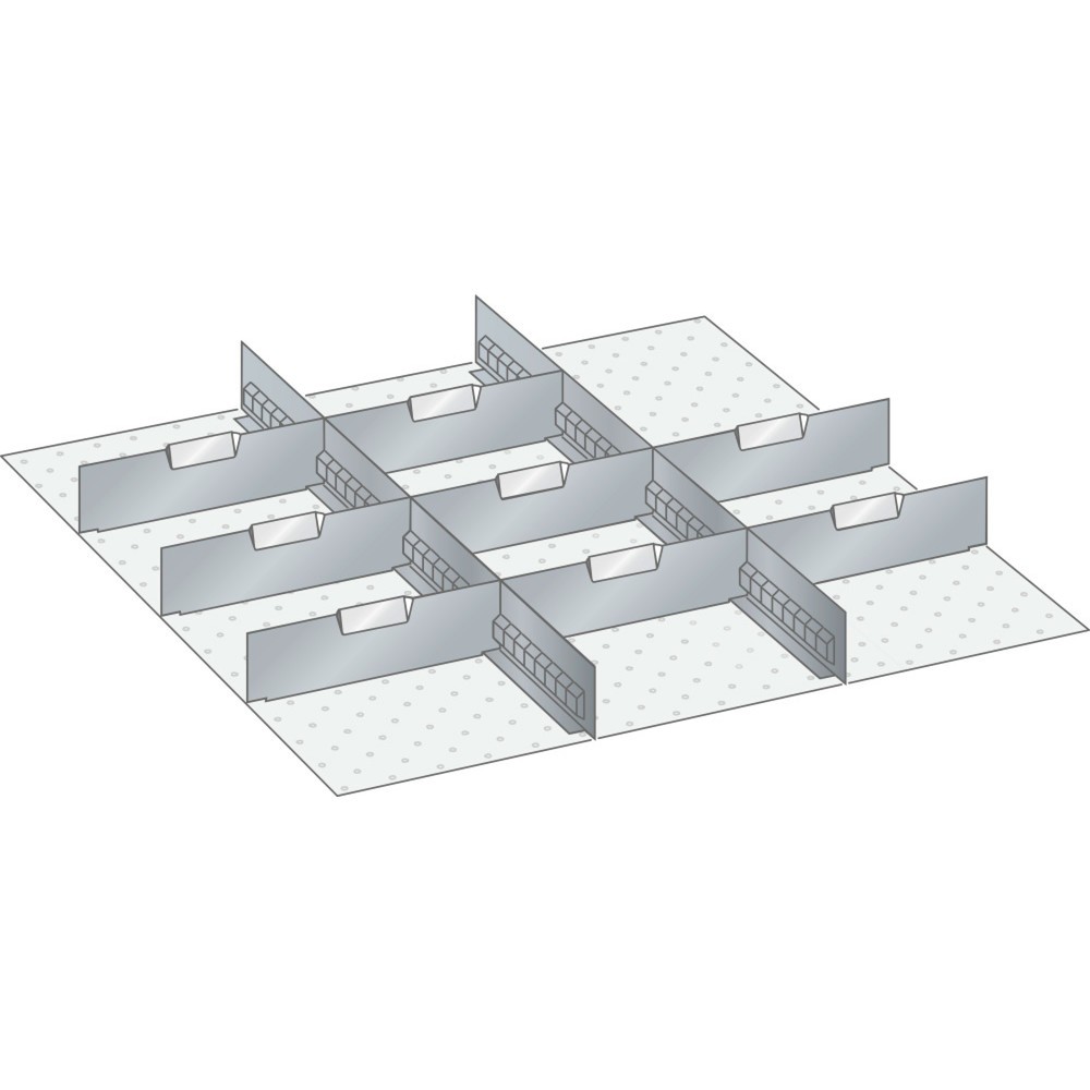 Immagine del prodotto: LISTA set di diaframmi e divisori 36x36E, (LxP) 612x612mm, 2 diaframmi, 8 divisori, per altezza frontale 75mm