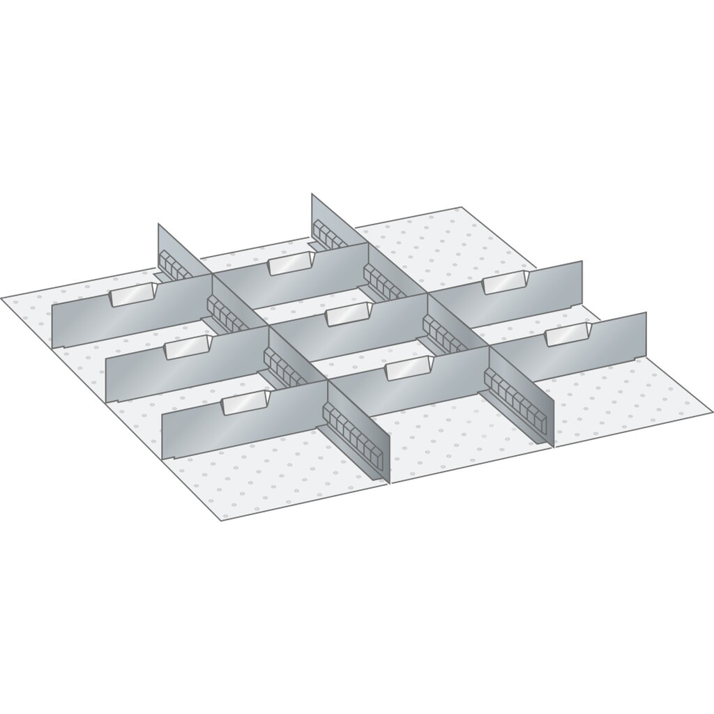 Immagine del prodotto: LISTA set di diaframmi e divisori 36x36E, (LxP) 612x612mm, 2 diaframmi, 8 divisori, per altezza frontale 75mm