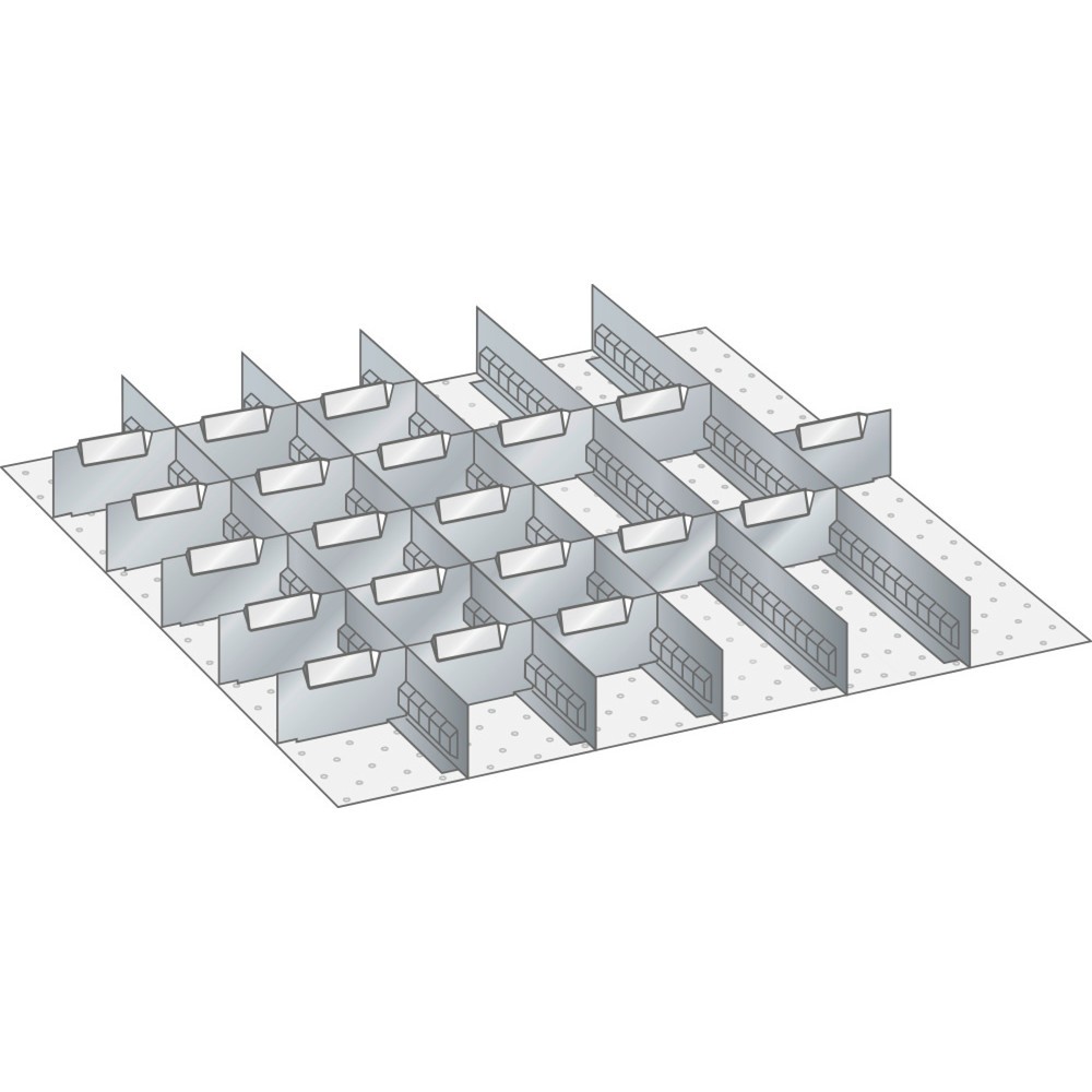 Immagine del prodotto: LISTA set di diaframmi e divisori 36x36E, (LxP) 612x612mm, 5 diaframmi, 20 divisori, per altezza frontale 50mm