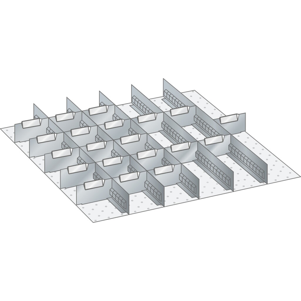 Immagine del prodotto: LISTA set di diaframmi e divisori 36x36E, (LxP) 612x612mm, 5 diaframmi, 20 divisori, per altezza frontale 50mm