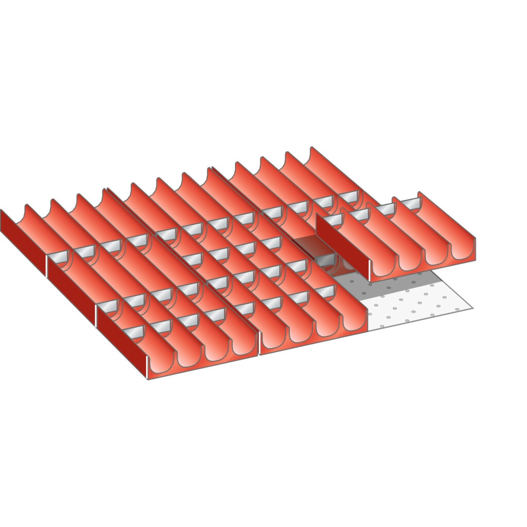 LISTA Set di vassoi 27x27E, (LxPxH front.) 459x459x50 mm, 49 pezzi