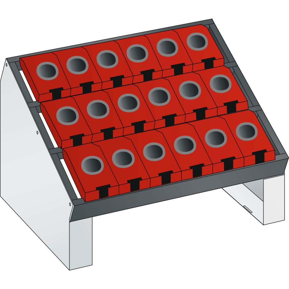 Immagine del prodotto: LISTA Supporto da tavolo per utensili di precisione 36x27E, (LxPxH) 588x413x345mm, HSK 63/80, 18 supporti, grigio chiaro