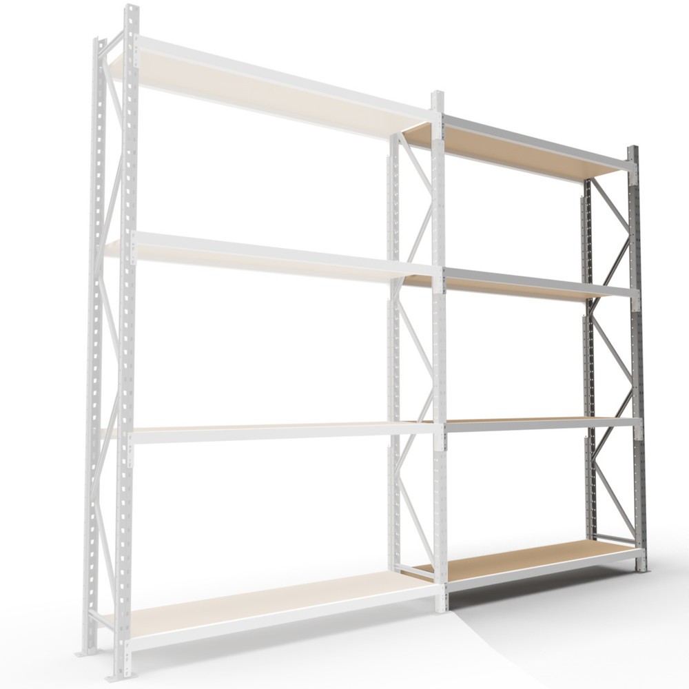 Immagine del prodotto: ManOrga Scaffalatura a campata larga, con pannelli di truciolato, campata aggiuntiva, grigio grafite/grigio chiaro, HxLxP 2.500 x 2.000 x 600 mm