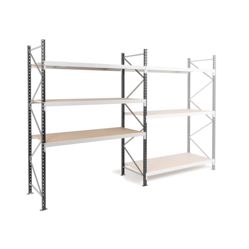 Immagine del prodotto n. 1: ManOrga Scaffalatura a campata larga, con pannelli di truciolato, campata base, grigio grafite/grigio chiaro, HxLxP 2.000 x 1.250 x 600 mm