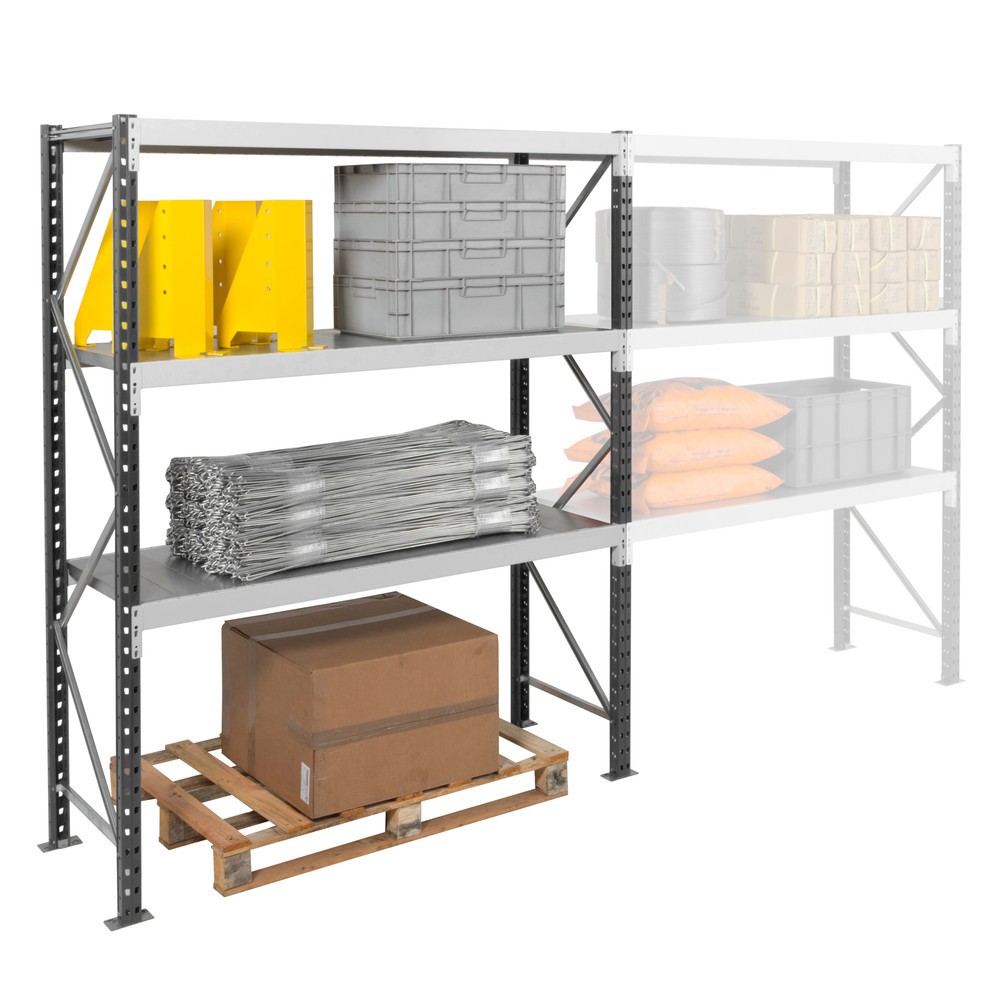 Immagine del prodotto n. 7: ManOrga Scaffalatura a campata larga, con pianetti in acciaio, campata aggiuntiva, grigio grafite/grigio chiaro, HxLxP 2.000 x 1.250 x 600 mm