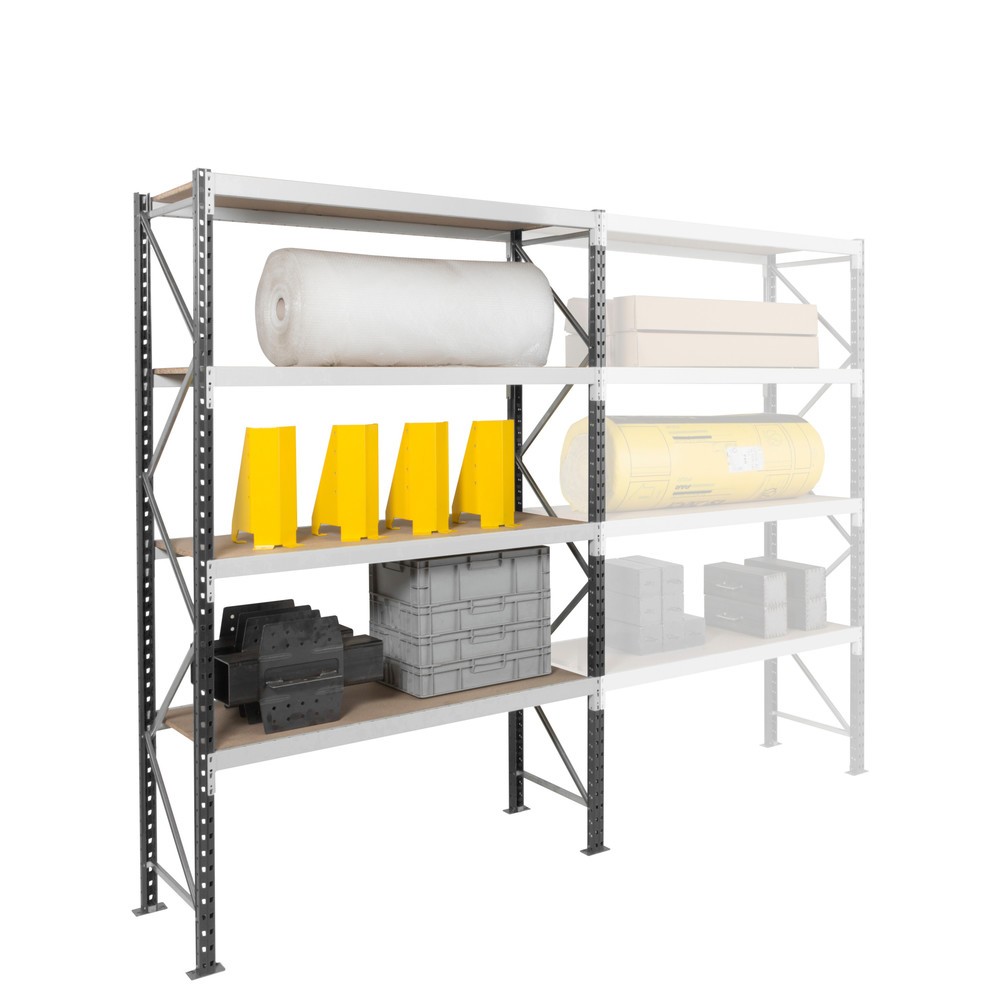 Immagine del prodotto n. 4: ManOrga Scaffalatura a campata larga, con pianetti in acciaio, campata aggiuntiva, grigio grafite/grigio chiaro, HxLxP 2.500 x 1.250 x 600 mm