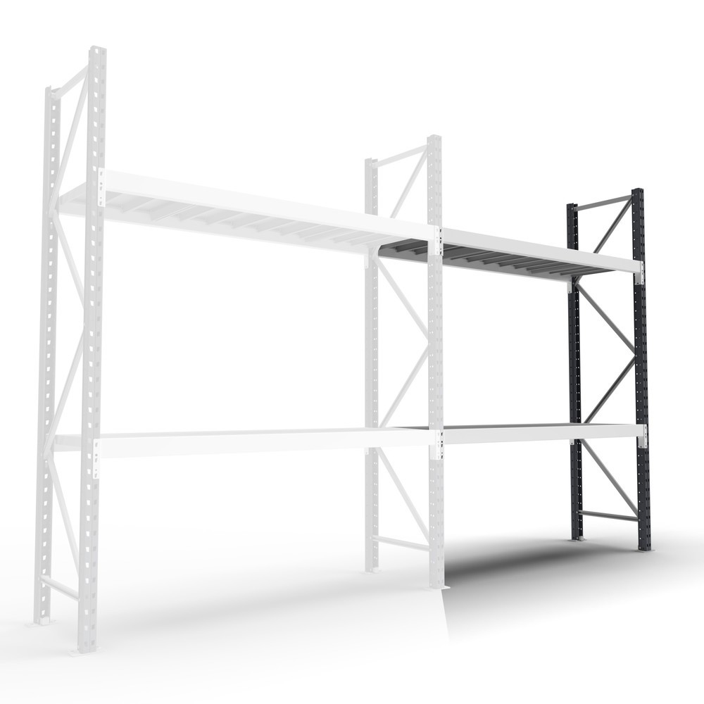 Immagine del prodotto: Scaffalatura a campata larga ManOrga, con pianetti in acciaio, campata aggiuntiva, portata per ripiano 880 kg, AxLxP 2.000 x 1.800 x 600 mm