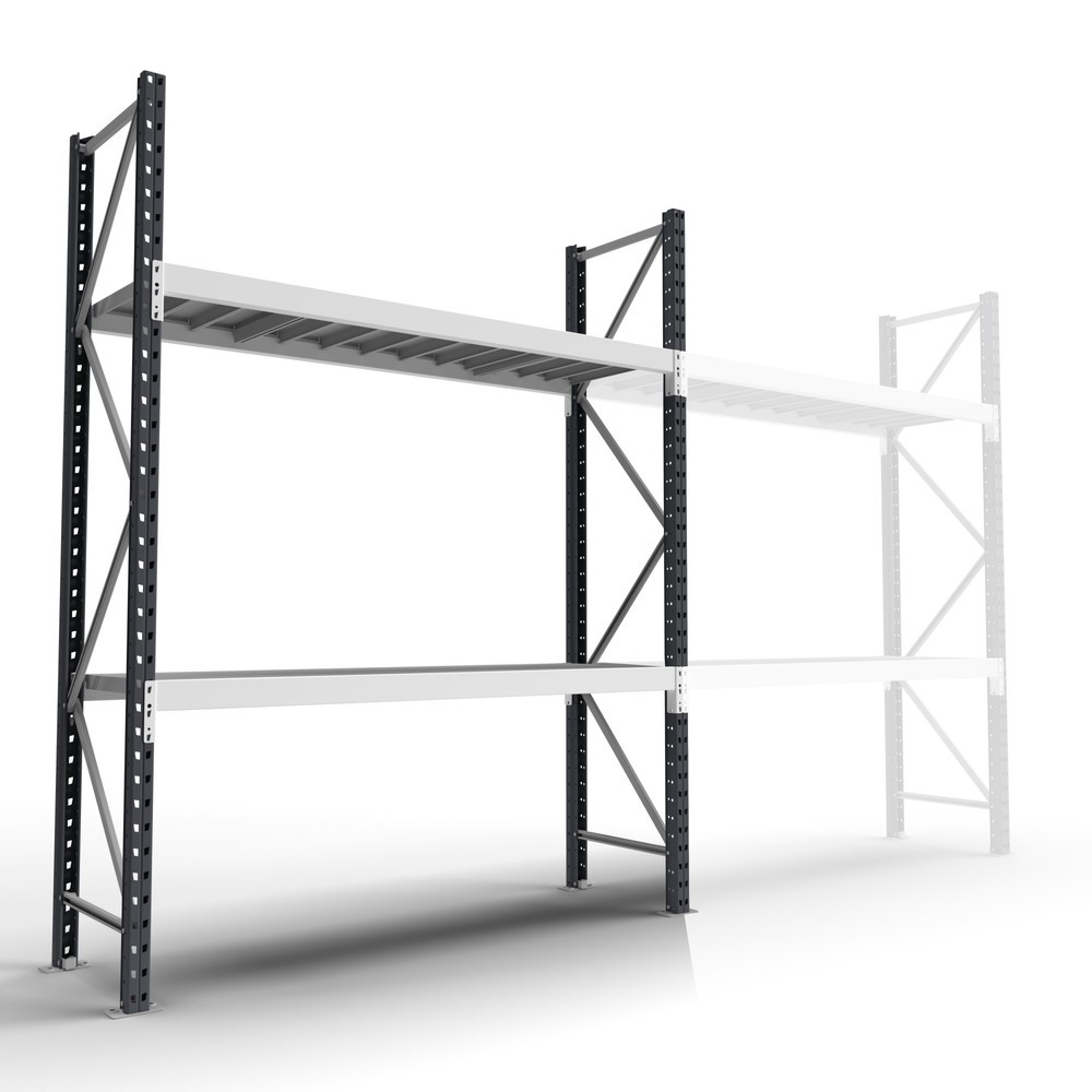 Immagine del prodotto: Scaffalatura a campata larga ManOrga, con pianetti in acciaio, campata base, portata per ripiano 880 kg, AxLxP 2.000 x 1.800 x 600 mm