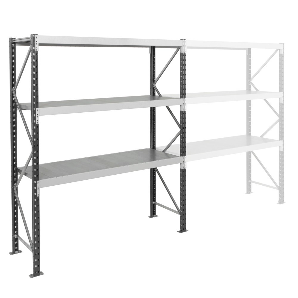 Immagine del prodotto n. 9: ManOrga Scaffalatura a campata larga, con pianetti in acciaio, campata base, grigio grafite/grigio chiaro, HxLxP 2.000 x 1.250 x 600 mm
