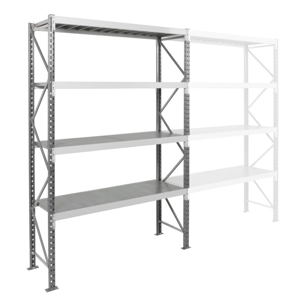 Immagine del prodotto n. 2: ManOrga Scaffalatura a campata larga, con pianetti in acciaio, campata base, grigio grafite/grigio chiaro, HxLxP 2.500 x 1.250 x 600 mm