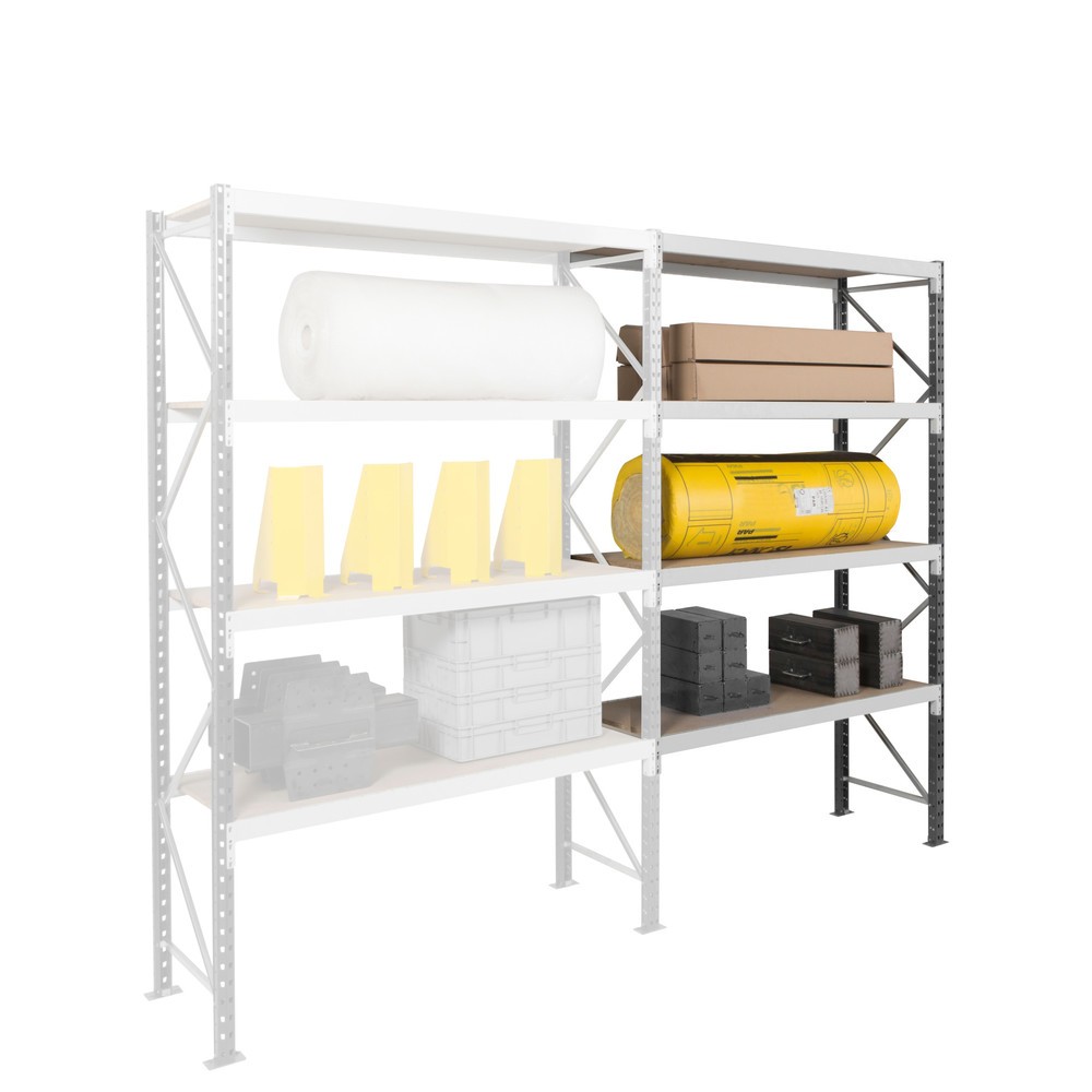 Immagine del prodotto n. 9: ManOrga Scaffalatura a campata larga, con pianetti in acciaio, campata base, grigio grafite/grigio chiaro, HxLxP 2.500 x 1.250 x 600 mm