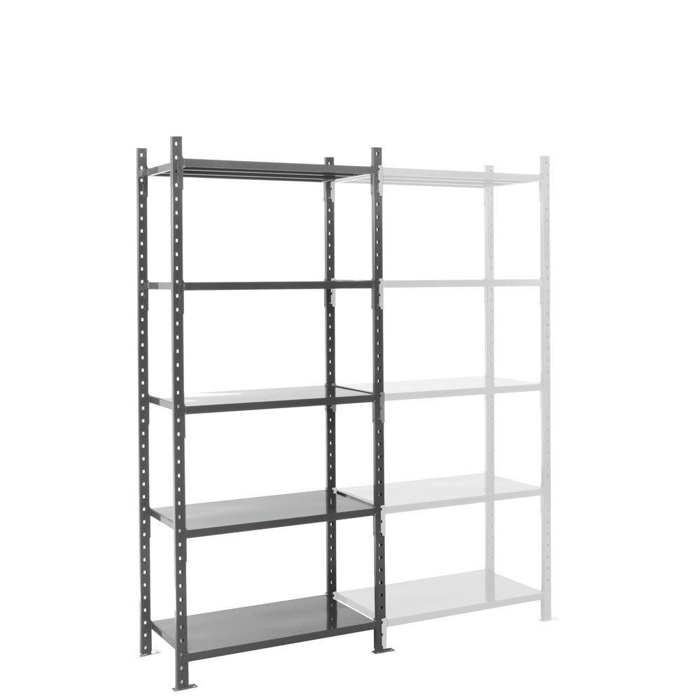Immagine del prodotto: Scaffalatura a ripiani ManOrga blu grafite con fondi in lamiera d'acciaio, portata per piano di 500 kg, AxLxP 2.500 x 1.050 x 510 mm