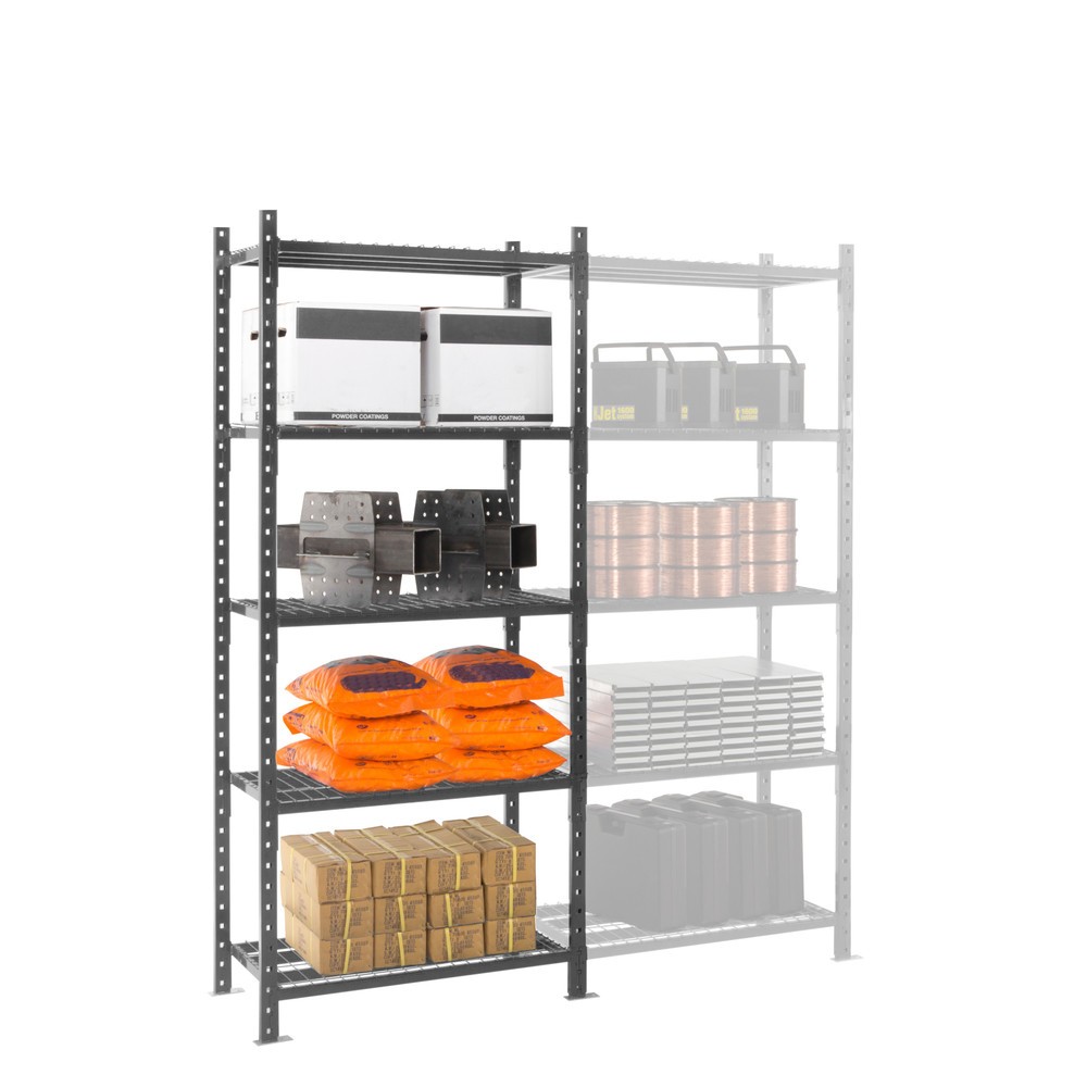 Immagine del prodotto n. 5: Scaffalatura a ripiani ManOrga grigio grafite con ripiani in acciaio tubolare, portata per piano di 460 kg, AxLxP 3.000 x 1.300 x 510 mm