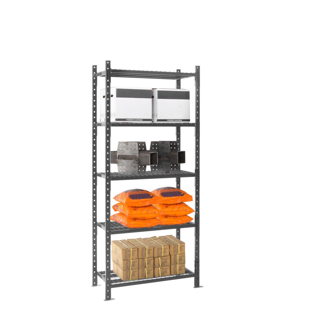 Immagine del prodotto n. 9: Scaffalatura a ripiani ManOrga grigio grafite con ripiani in acciaio tubolare, portata per piano di 460 kg, AxLxP 3.000 x 1.300 x 510 mm