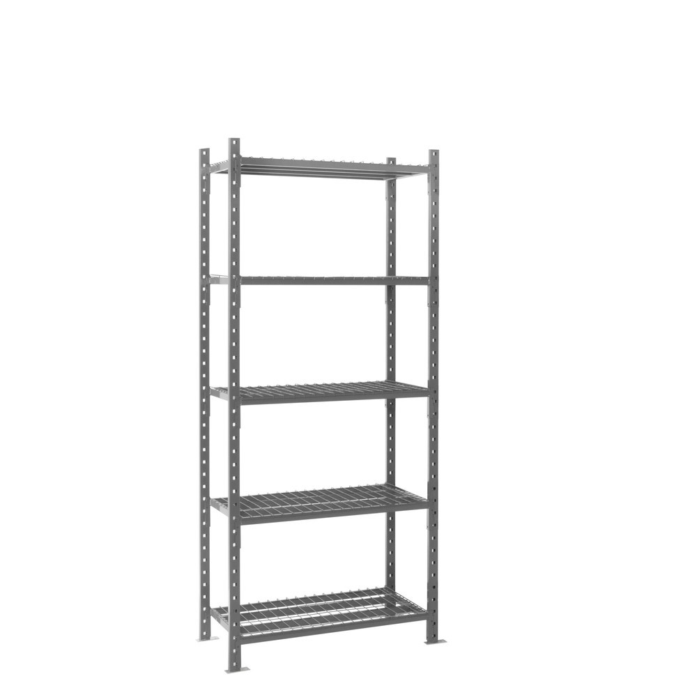Immagine del prodotto n. 1: Scaffalatura a ripiani ManOrga grigio grafite con ripiani in rete, portata per piano 500 kg, AxLxP 2.500 x 1.050 x 510 mm