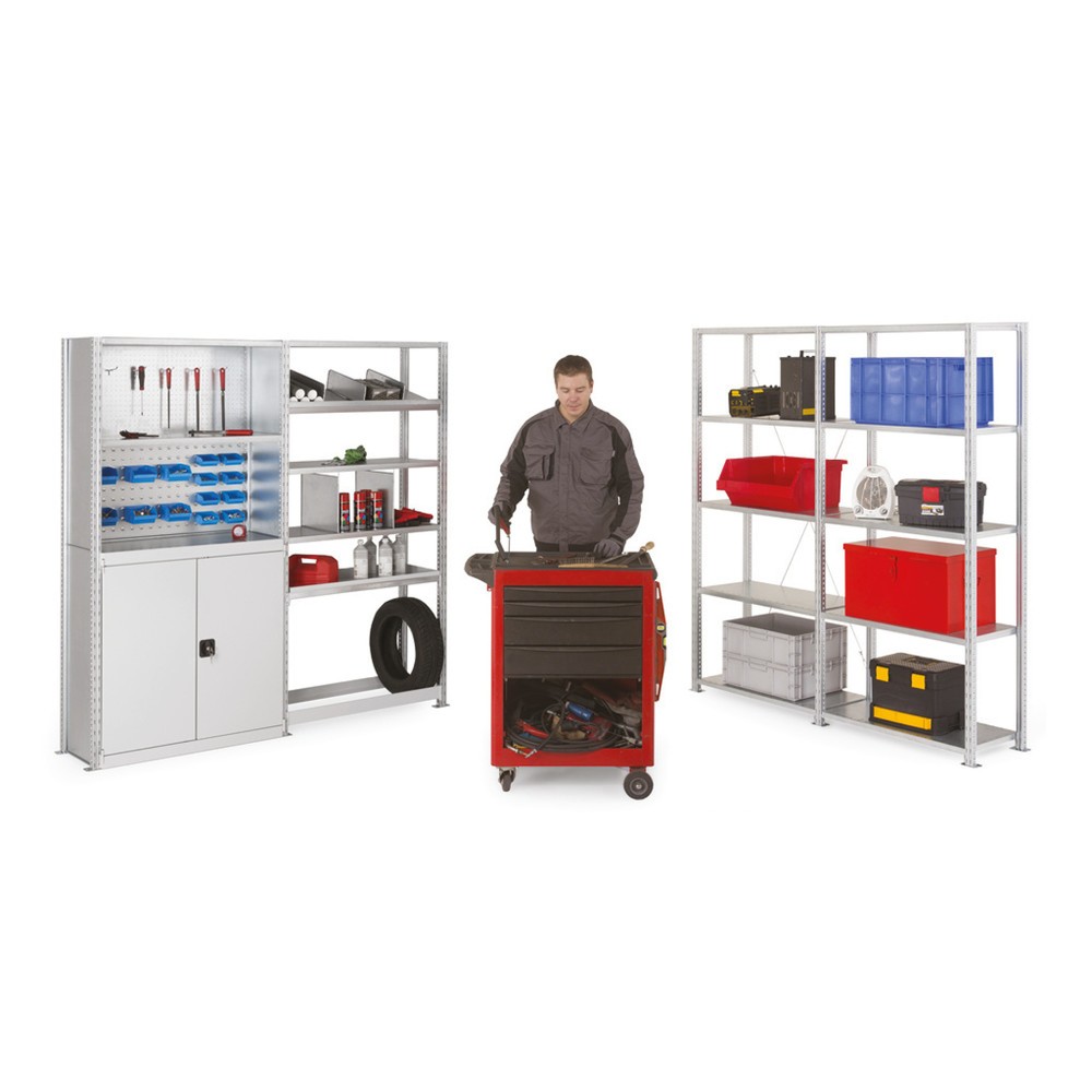 Immagine del prodotto n. 7: ManOrga Scaffalatura a ripiani, campata aggiuntiva, con pianetti in acciaio, portata per piano 350 kg, zincata, HxLxP 2.000 x 1.000 x 400 mm