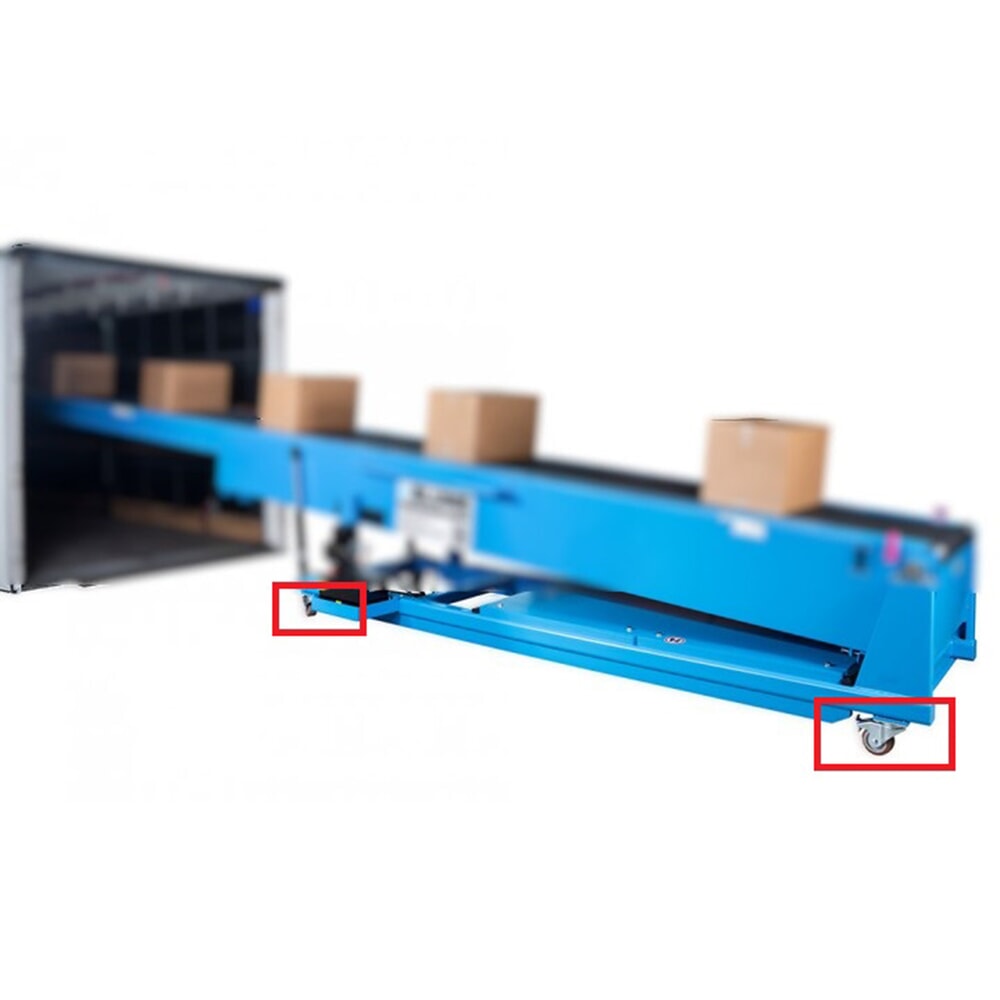 Supplemento per carrello con ruote girevoli, incluso il freno di stazionamento, per nastro trasportatore telescopico BLUME tipo WFT a 3 stadi fino a max. 12m Immagine del prodotto n. 1: Supplemento per carrello con ruote girevoli, incluso il freno di stazionamento, per nastro trasportatore telescopico BLUME tipo WFT a 3 stadi fino a max. 12m