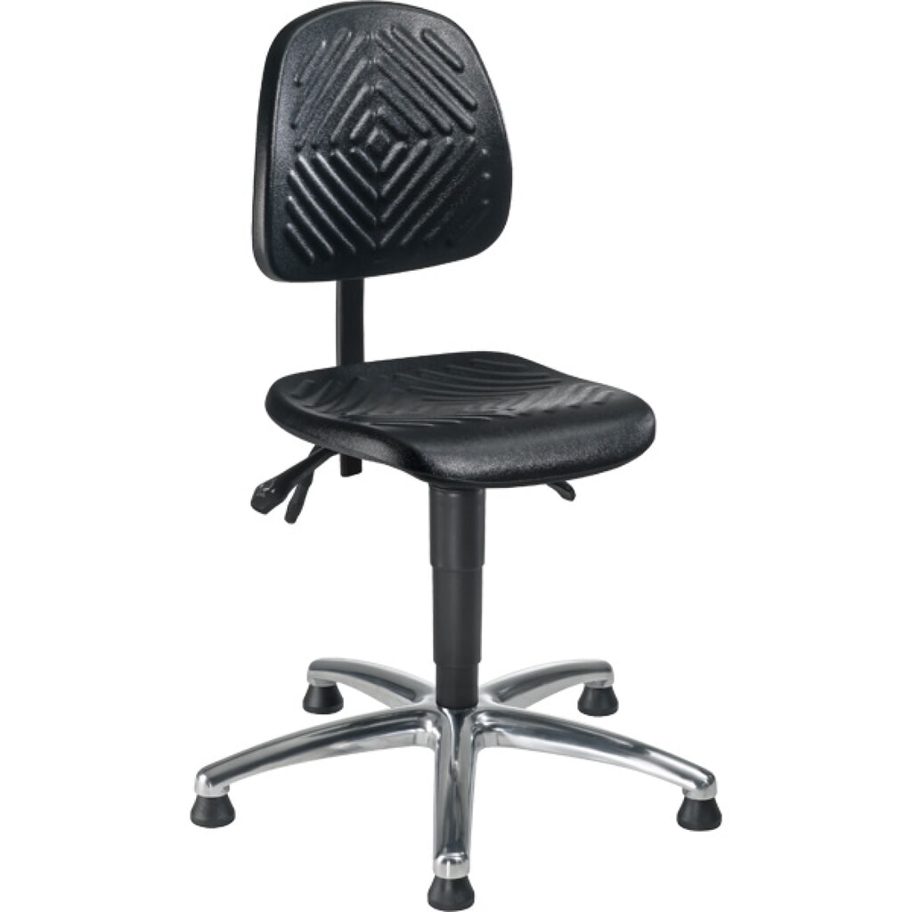 Sedia girevole da lavoro cromata II, altezza seduta 480-630 mm, base in acciaio cromato, piedini Immagine del prodotto: Sedia girevole da lavoro cromata II, altezza seduta 480-630 mm, base in acciaio cromato, piedini