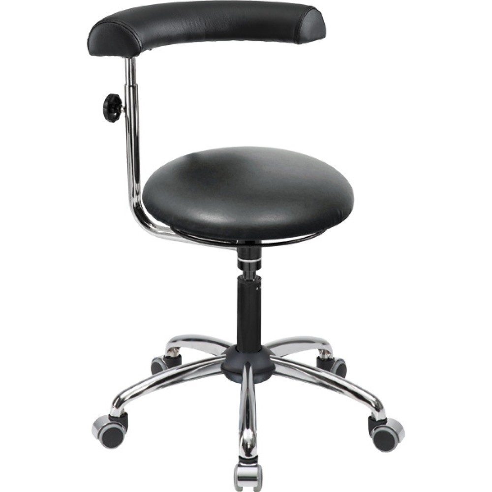 Immagine del prodotto: Sedia girevole da lavoro e sgabello Comfort, sedile rotondo in similpelle, altezza seduta 475-605 mm, ruote