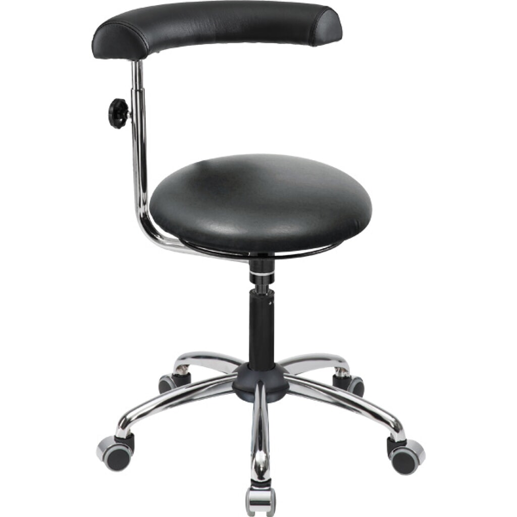 Immagine del prodotto: Sedia girevole da lavoro e sgabello Comfort, sedile rotondo in similpelle, altezza seduta 425-500 mm, ruote