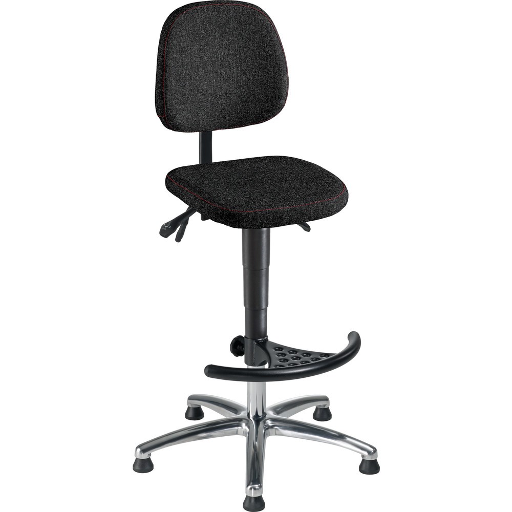Immagine del prodotto: Sedia girevole da lavoro High-Level II, imbottitura in tessuto, altezza seduta 615-885 mm, base in acciaio cromato, piedini, poggiapiedi