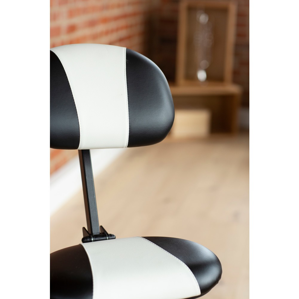 Immagine del prodotto n. 2: Sgabello con schienale, pieghevole, altezza di seduta 540-900 mm, similpelle, con aiuto per la salita, nero-bianco