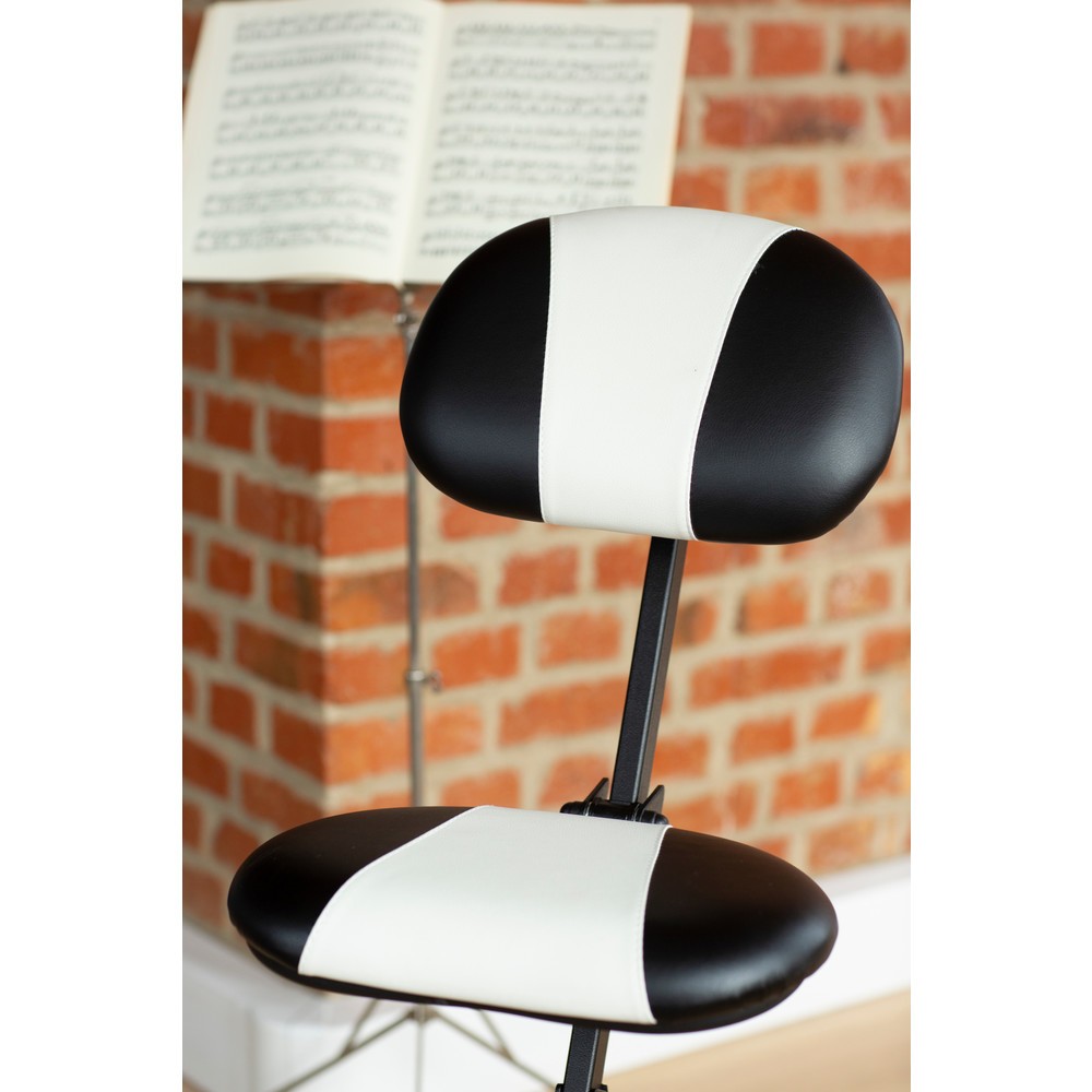 Immagine del prodotto n. 3: Sgabello con schienale, pieghevole, altezza di seduta 540-900 mm, similpelle, con aiuto per la salita, nero-bianco