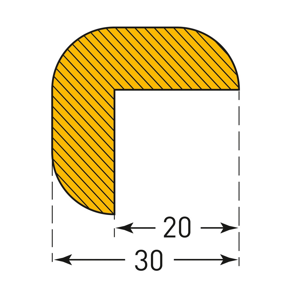 Immagine del prodotto n. 3: Protezione anticollisione MORAVIA per bordi, magnetica, semicircolare, AxL 30 x 30 mm, lunghezza 1 m