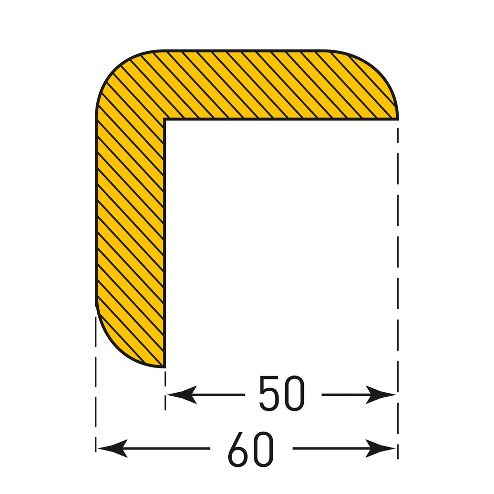 Immagine del prodotto n. 3: Protezione anticollisione MORAVIA per bordi, angolare a punta, magnetica, AxL 60 x 60 mm, lunghezza 1 m