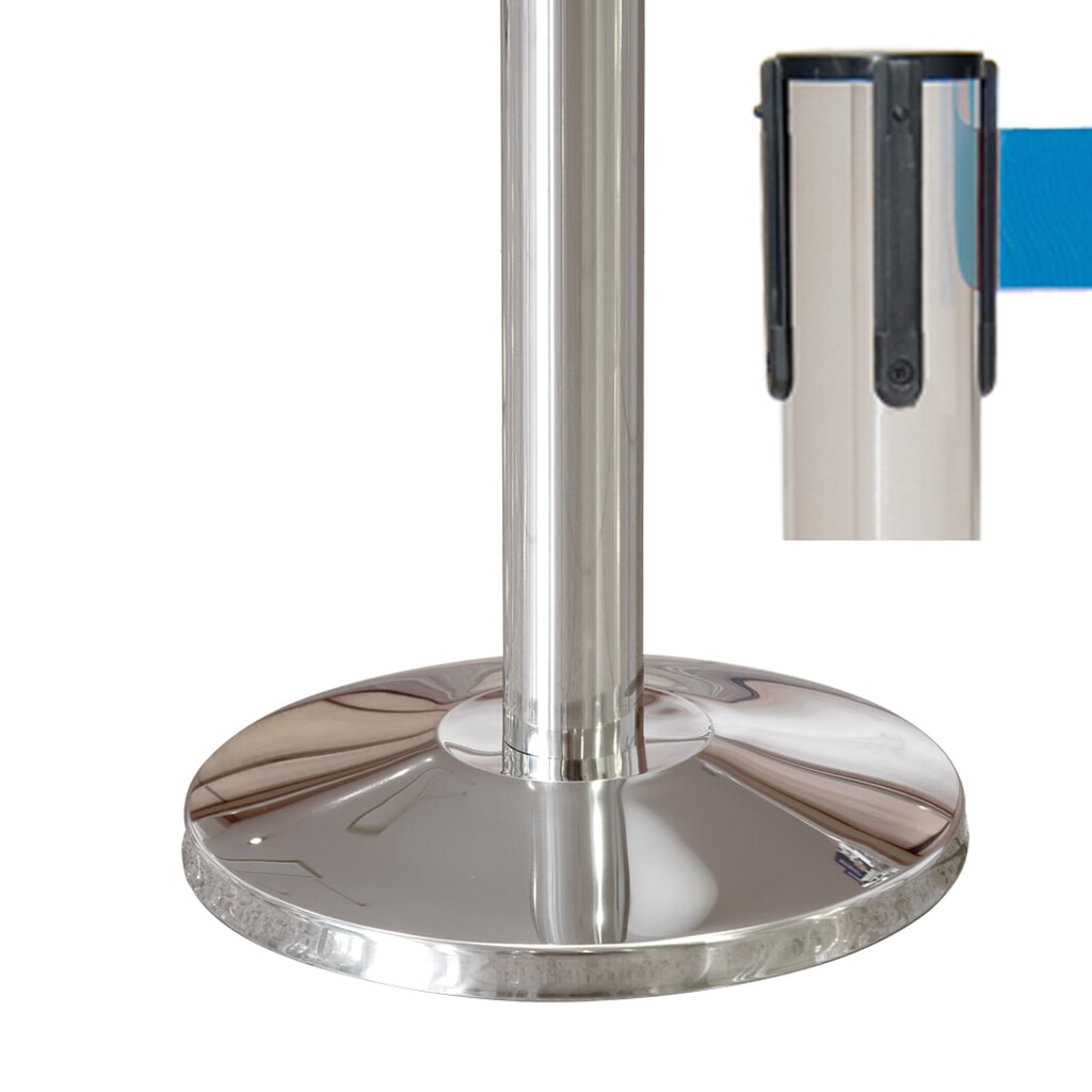 MORION Colonnina tendinastro in acciaio inox, lunghezza cinghia 2,5 m, blu Immagine del prodotto n. 2: MORION Colonnina tendinastro in acciaio inox, lunghezza cinghia 2,5 m, blu