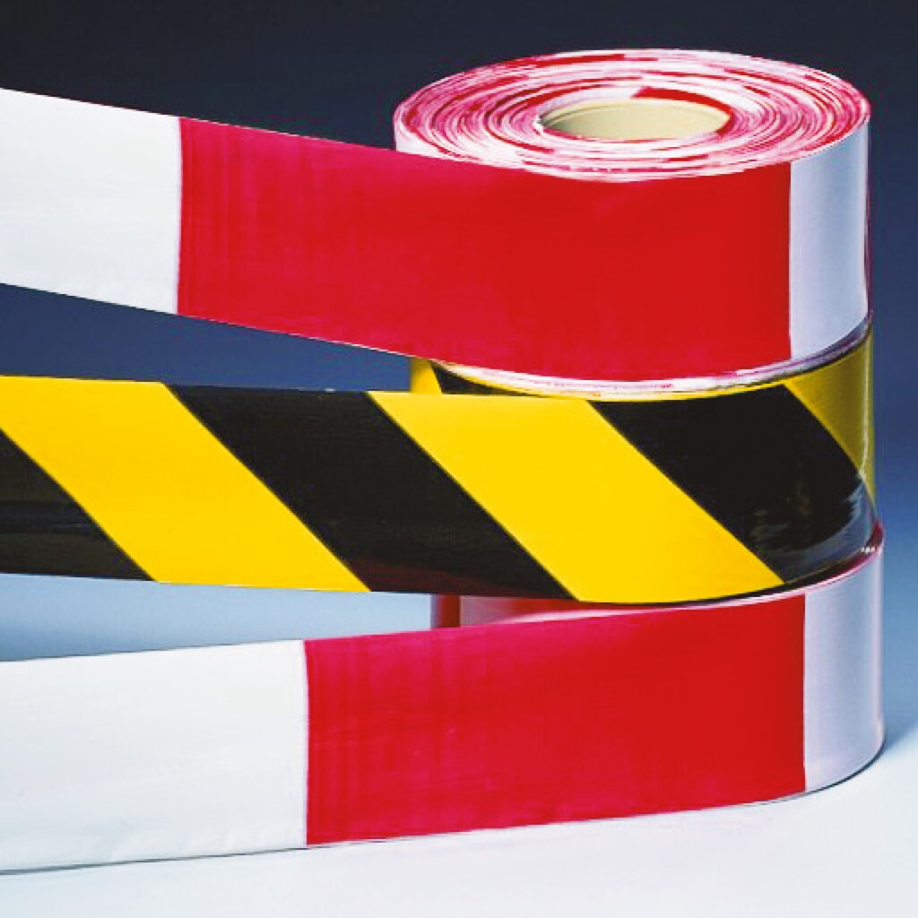 Immagine del prodotto: Nastro di avvertenza e di sbarramento, rosso/bianco, LxL 80 mm x 500 m, 2 rotoli/UV