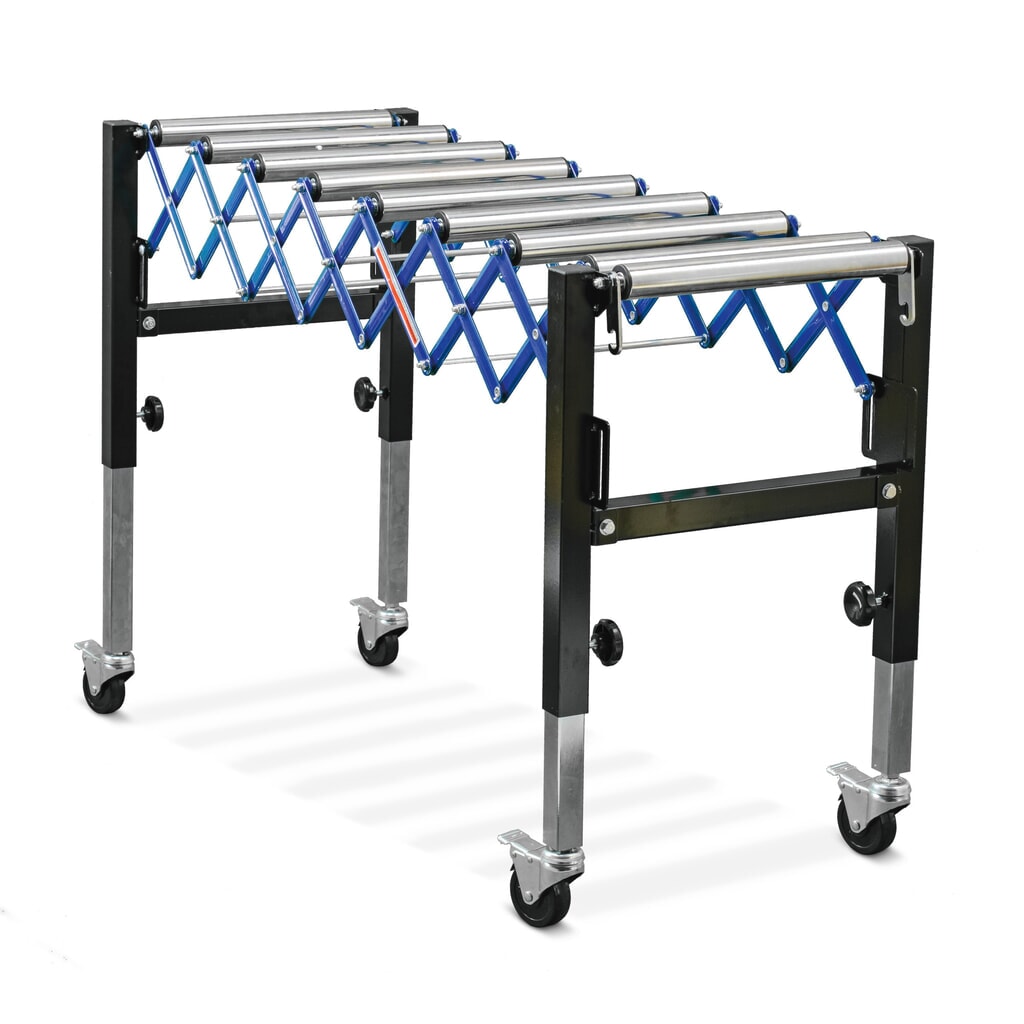 Nastro trasportatore a pantografo su rulli Ameise®, lunghezza nastro 375-1.270 mm, larghezza nastro 350 mm, portata 60 kg Immagine del prodotto: Nastro trasportatore a pantografo su rulli Ameise®, lunghezza nastro 375-1.270 mm, larghezza nastro 350 mm, portata 60 kg