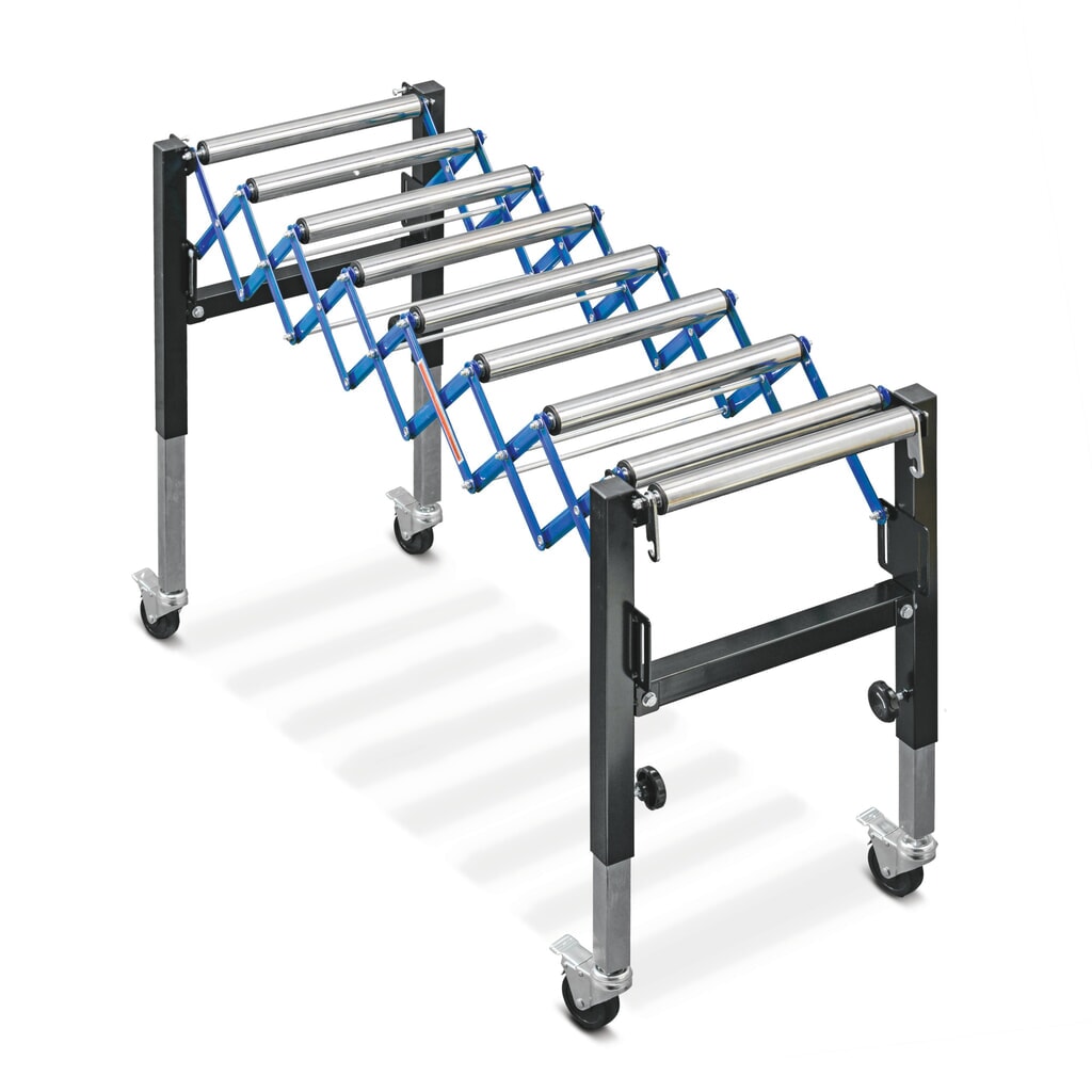 Nastro trasportatore a pantografo su rulli Ameise®, lunghezza nastro 405-1.275 mm, larghezza nastro 500 mm, portata 90 kg Immagine del prodotto: Nastro trasportatore a pantografo su rulli Ameise®, lunghezza nastro 405-1.275 mm, larghezza nastro 500 mm, portata 90 kg