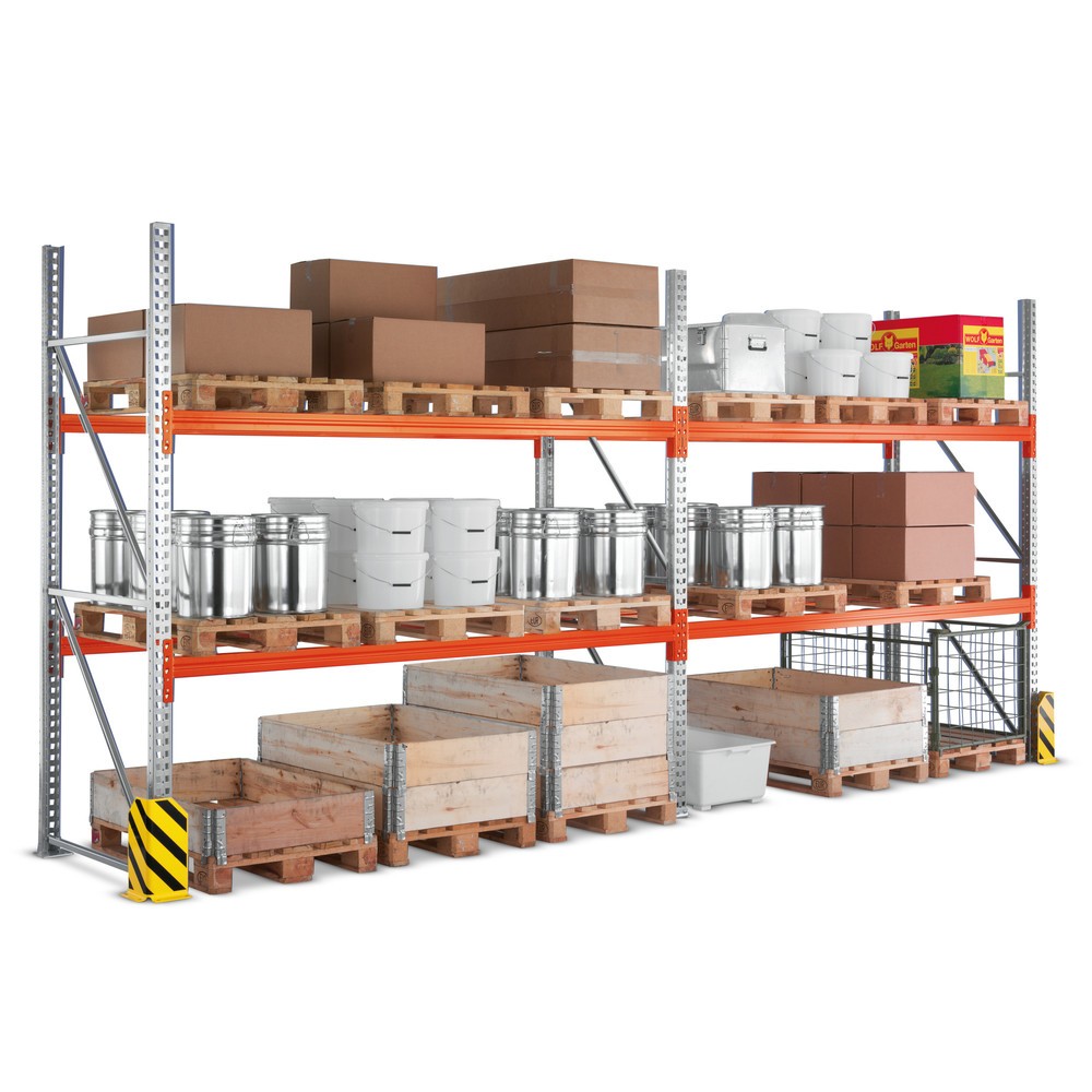Immagine del prodotto n. 1: Pacchetto completo scaffalatura porta-pallet META MULTIPAL, portata per piano 3.000 kg, zincata, HxLxP 2.700 x 5.655 x 1.100 mm