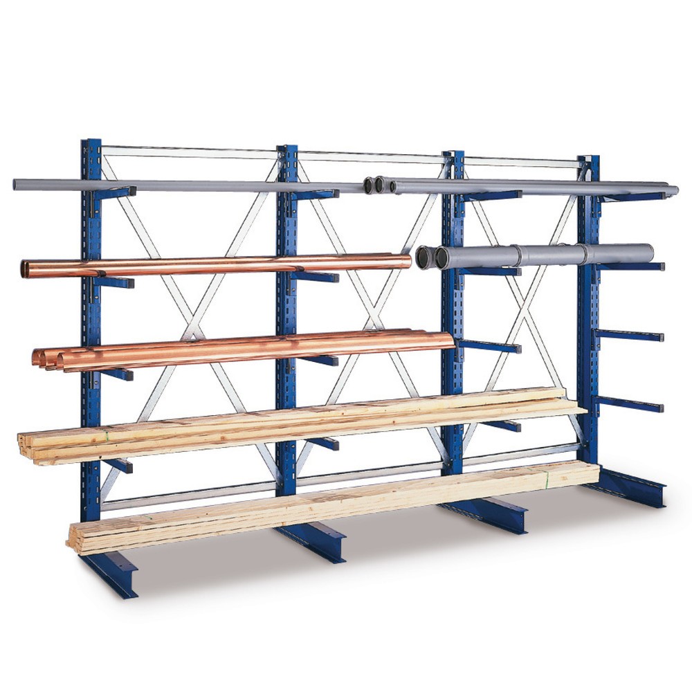 Immagine del prodotto: Pacchetto completo per scaffalatura cantilever META, a fronte singolo, AxLxP 2.000 x 3.154 x 400 mm, 4 montanti