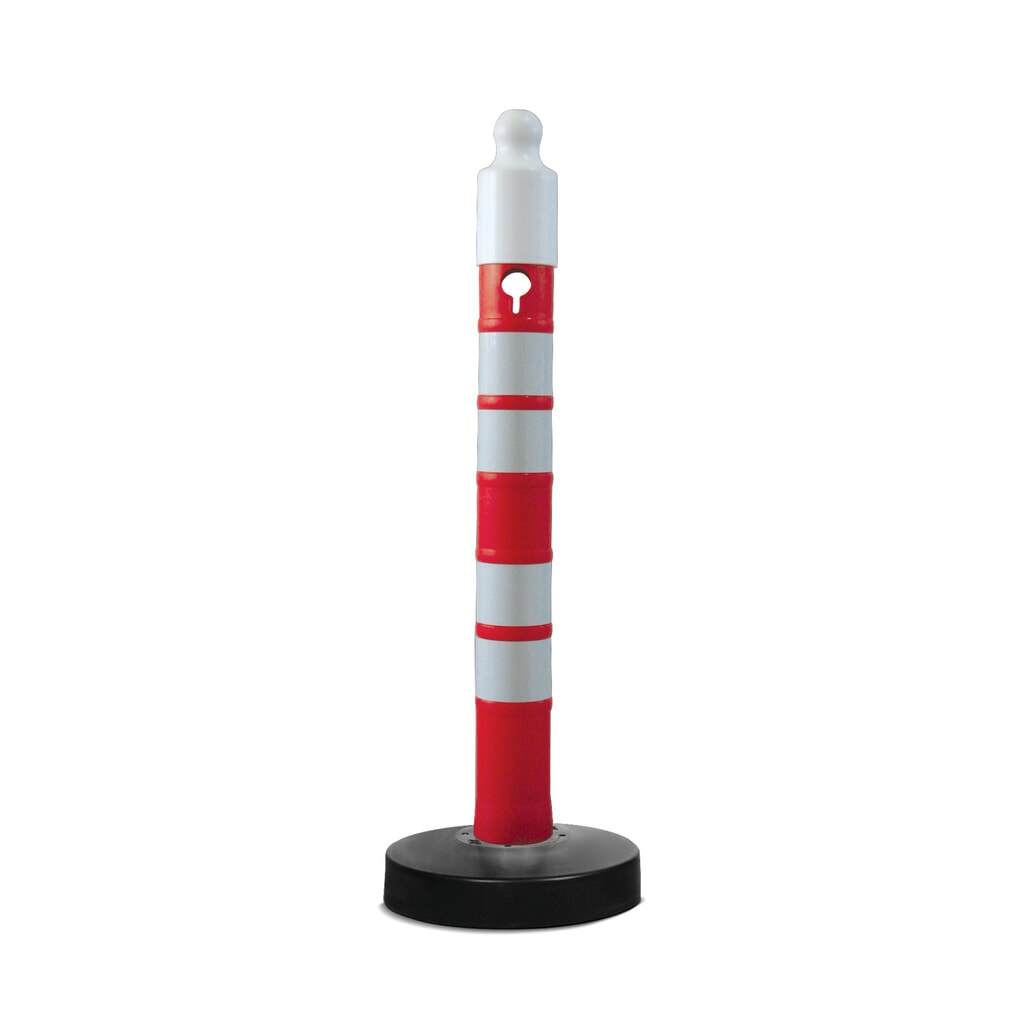 Paletto di sbarramento in polipropilene, Ø 110 mm, piedino riempibile, rosso/catarifrangente Immagine del prodotto: Paletto di sbarramento in polipropilene, Ø 110 mm, piedino riempibile, rosso/catarifrangente