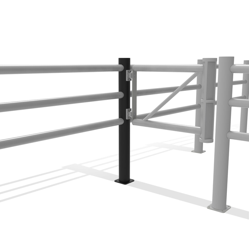 Paletto centrale sportello incernierato per parapetto di sicurezza "Delta", Ø 110 mm, altezza 1.200 mm, 90° Immagine del prodotto n. 11: Paletto centrale sportello incernierato per parapetto di sicurezza "Delta", Ø 110 mm, altezza 1.200 mm, 90°