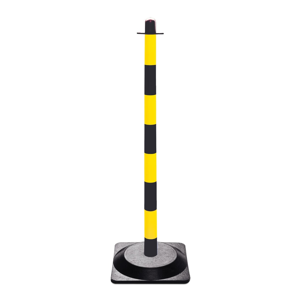 Paletto con catena singolo, piedino in gomma dura (quadrato), nero/giallo Immagine del prodotto: Paletto con catena singolo, piedino in gomma dura (quadrato), nero/giallo
