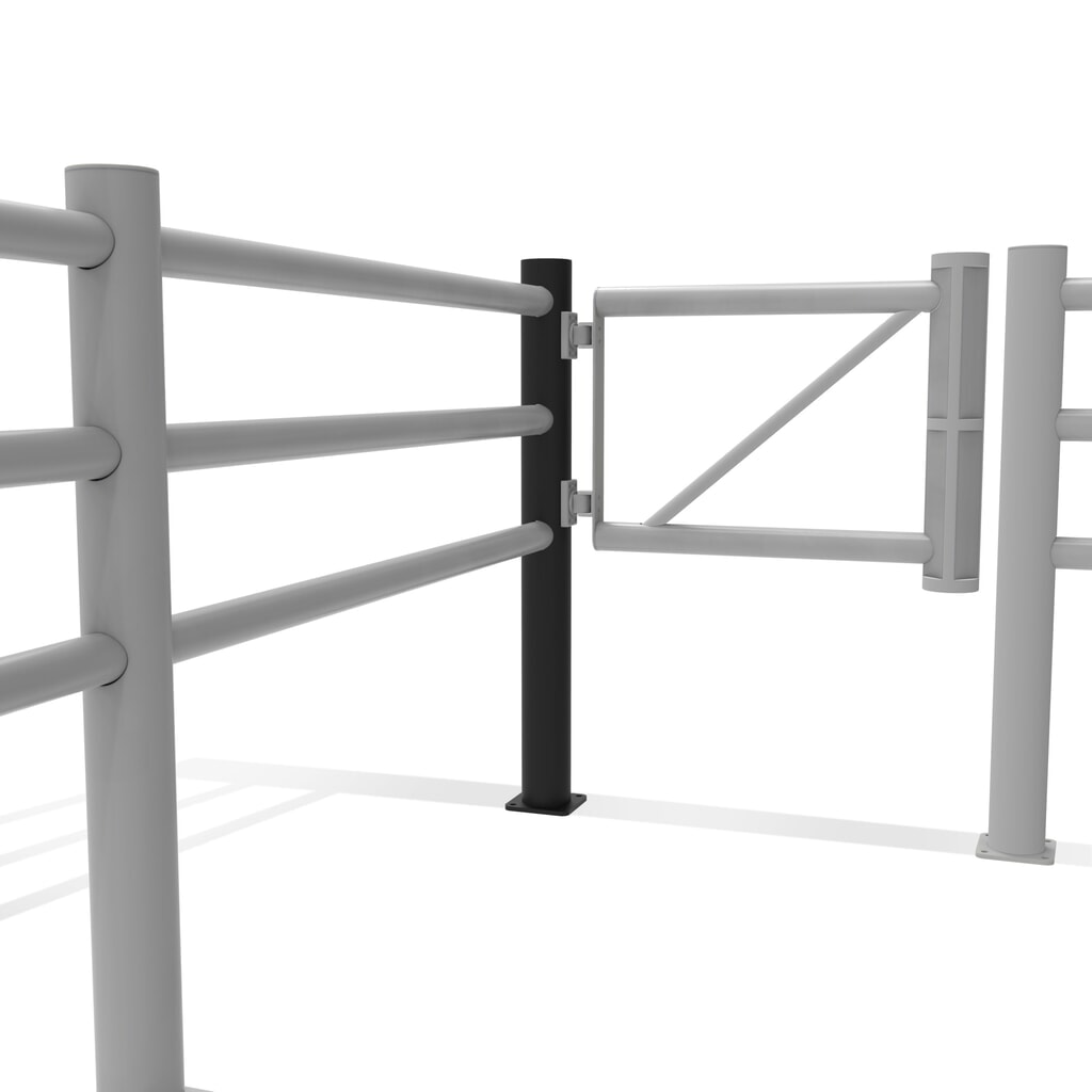 Paletto finale sportello incernierato per parapetto di sicurezza "Delta", Ø 110 mm, altezza 1.200 mm, 90°, destra Immagine del prodotto n. 11: Paletto finale sportello incernierato per parapetto di sicurezza "Delta", Ø 110 mm, altezza 1.200 mm, 90°, destra