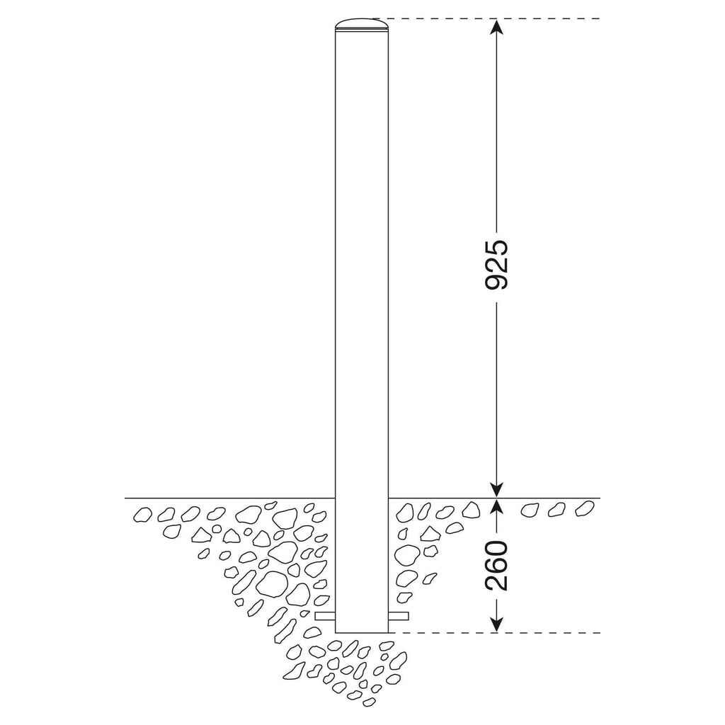 Immagine del prodotto n. 2: Paletto in acciaio inox MORAVIA MILANO, da cementare, AxØ 925 (+260) x 60 mm