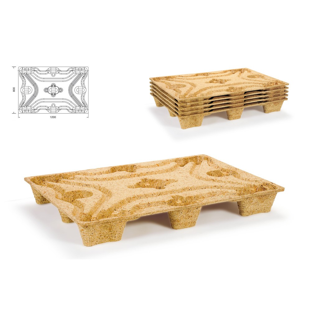 Immagine del prodotto n. 2: pallet in legno compresso, formato Euro, LxP 800 x 1.200 mm, din. tk 900 kg, 9 piedi